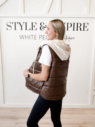 Melany Faux Leather Puffer Vest