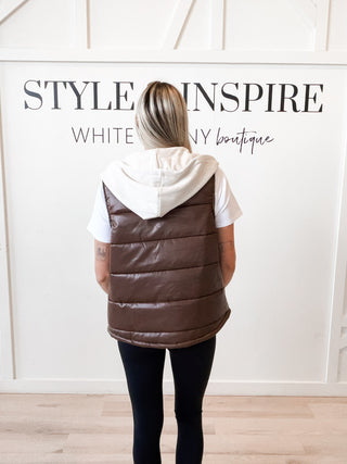 Melany Faux Leather Puffer Vest