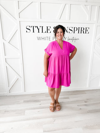 Caroline V-Neck Tiered Dress