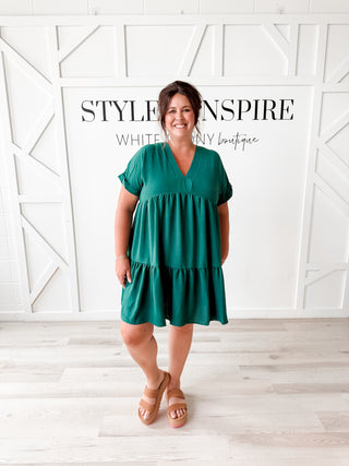 Caroline V-Neck Tiered Dress
