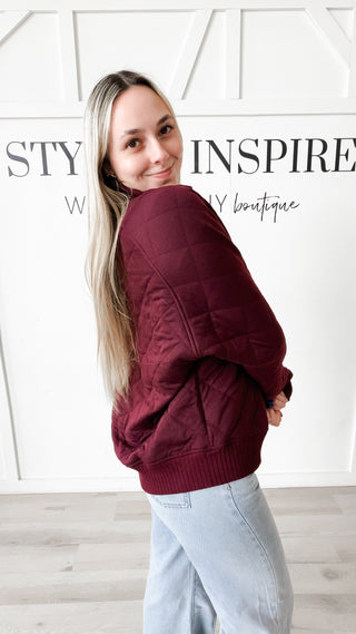 Anya Quilted 1/4 Snap Pullover