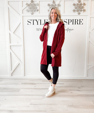 Josie Hooded Long Line Open Cardigan