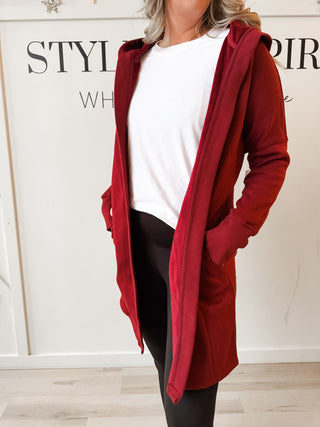 Josie Hooded Long Line Open Cardigan