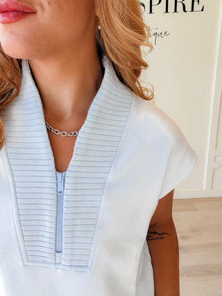 Amanda 1/4 Zip Sleeveless Top