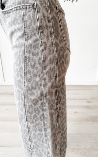 Vervet Grey Leopard Barrel Jeans