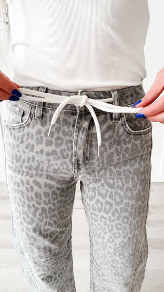 Vervet Grey Leopard Barrel Jeans