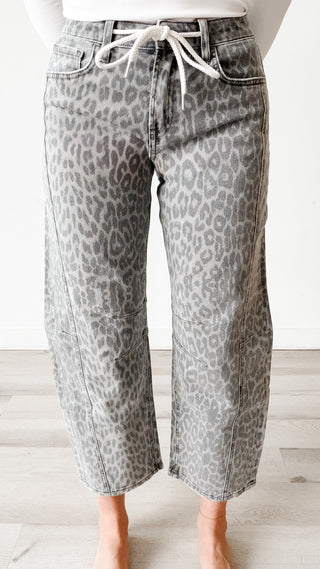 Vervet Grey Leopard Barrel Jeans