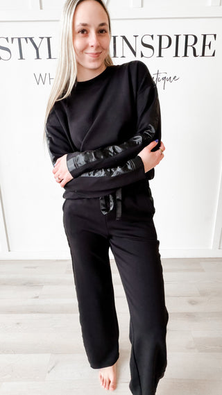 Mariah Satin Stripe Modal Crewneck