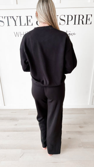 Mariah Satin Stripe Modal Crewneck