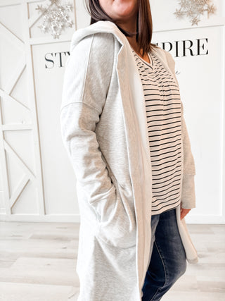 Josie Hooded Long Line Open Cardigan