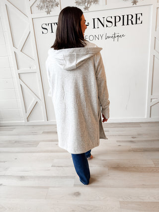 Josie Hooded Long Line Open Cardigan