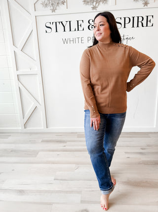 Mariam Mock Neck Button Detail Sweater