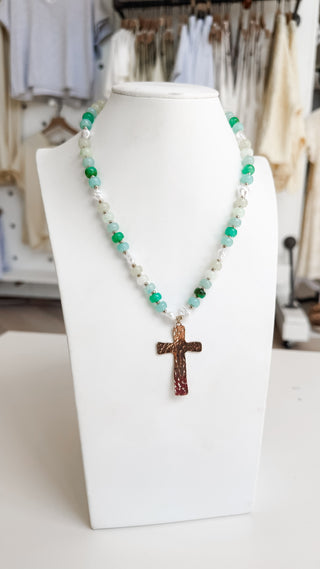 Pastel Beaded Cross Necklace. *Final Sale*