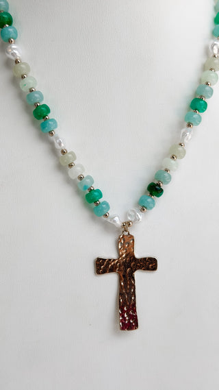 Pastel Beaded Cross Necklace. *Final Sale*
