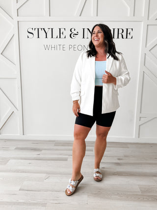 Janice 3/4 Ruched Sleeve Blazer