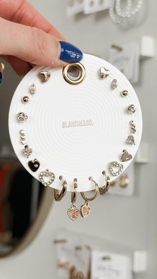 Heart Earring Set Pink. *Final Sale*