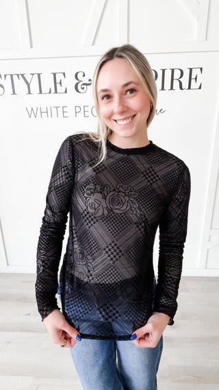 Sheila Flocked Mesh Top