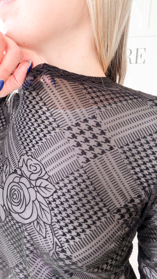 Sheila Flocked Mesh Top