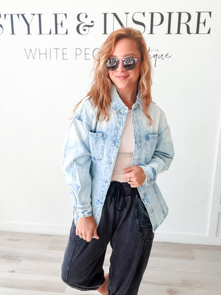 Darla Ruched Back Jean Jacket