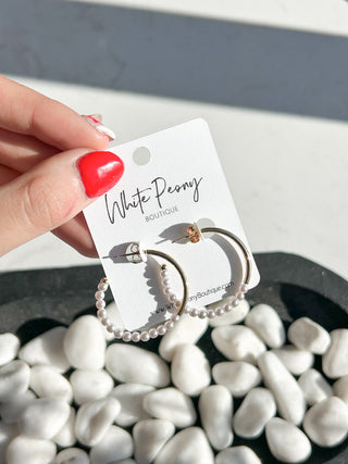 Half Pearl Open Hoop Earrings *Final Sale*