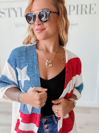 American Flag Mesh Kimono