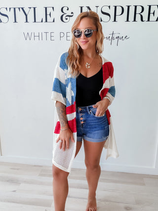 American Flag Mesh Kimono