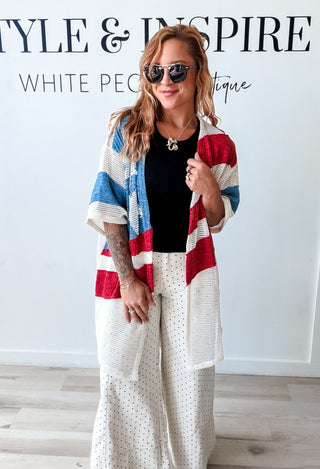 American Flag Mesh Kimono