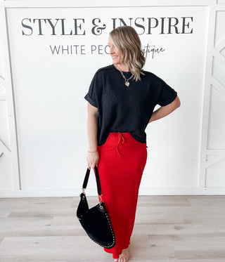 Chantel Textured Knit Long Skirt