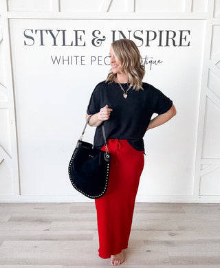 Chantel Textured Knit Long Skirt