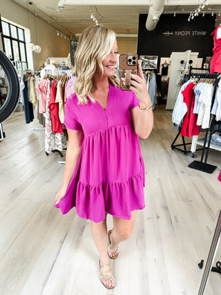 Caroline V-Neck Tiered Dress