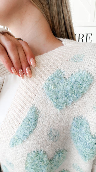 Martha Chenille Heart Cardigan