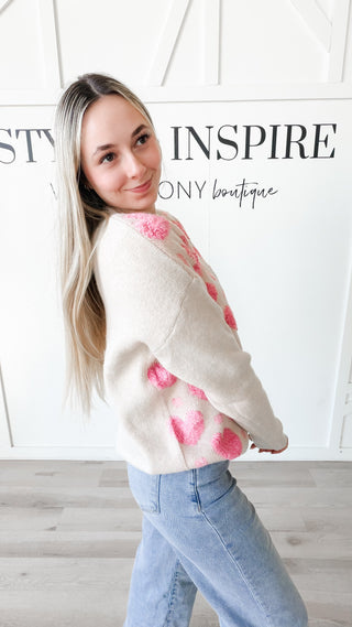 Martha Chenille Heart Cardigan