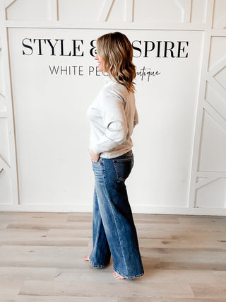 Flying Monkey Mid Rise Wide Leg Jeans