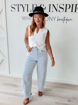 Ronnie Lace Trim Relaxed Jeans