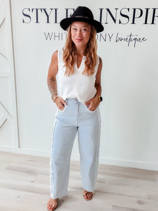 Ronnie Lace Trim Relaxed Jeans