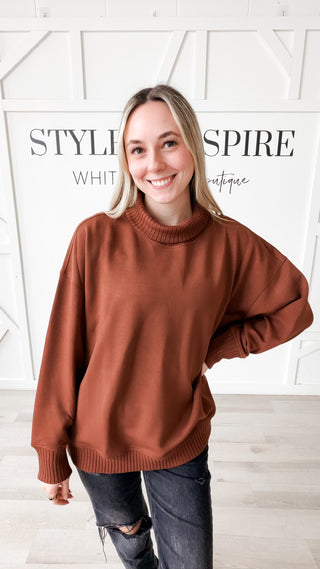 Maxine Scuba Mock Neck Pullover