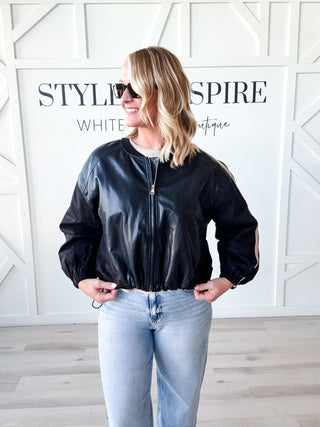 Darla Mixed Media Bomber Jacket