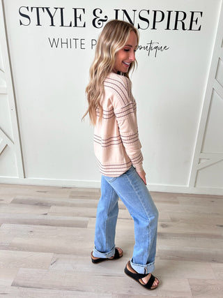Daphne Stitched Stripe Pullover Sweater