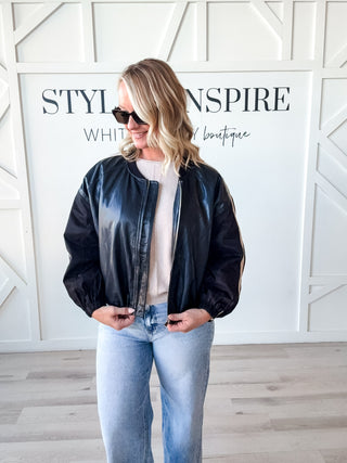 Darla Mixed Media Bomber Jacket