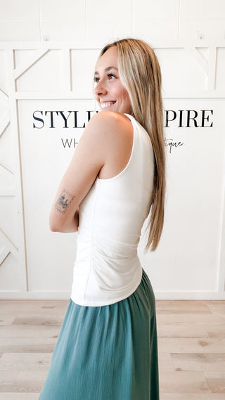 Dierdra Side Ruched V-Neck Tank