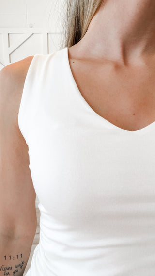 Dierdra Side Ruched V-Neck Tank