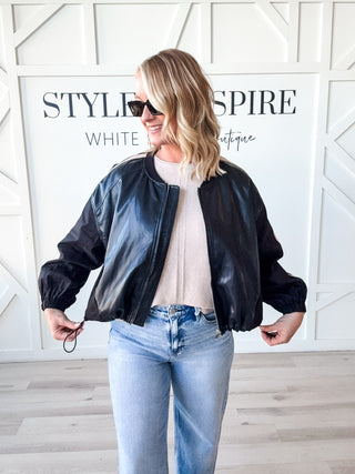 Darla Mixed Media Bomber Jacket
