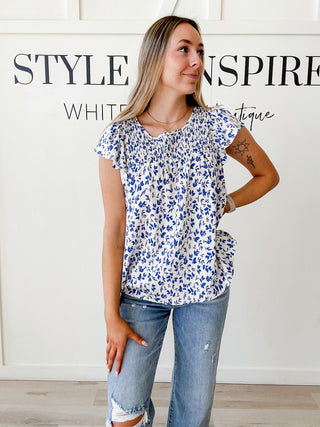 Pam Smocked Babydoll Floral Top