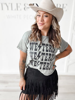 Western Graphic Crop Tee
