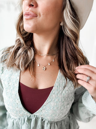 Amber Eyelet Contrast Crop Top