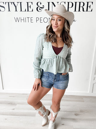 Amber Eyelet Contrast Crop Top