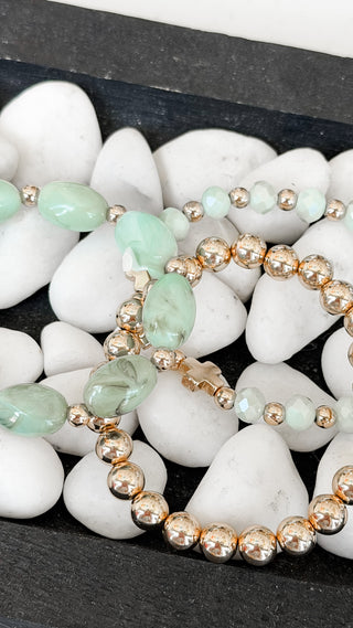 Jade Cross Bracelet Set. *Final Sale*