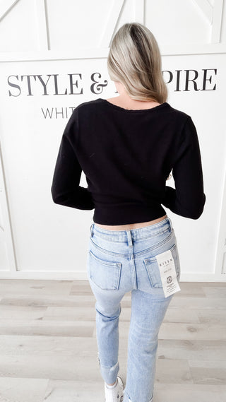 Christie Pointelle Crossover Sweater