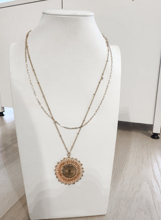 Beaded Disc Pendant Necklace. *Final Sale*