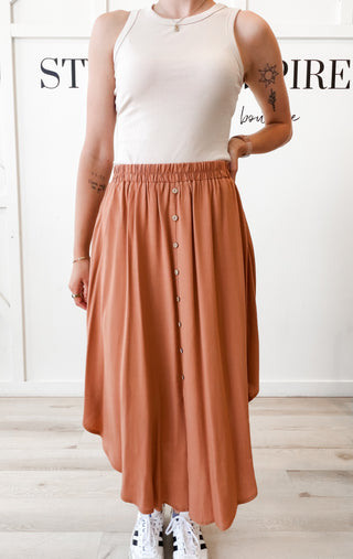 Sophia Button Front Midi Skirt